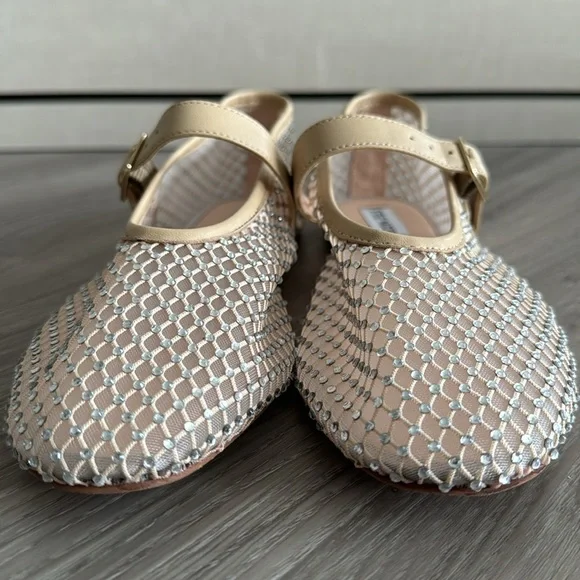 Steve Madden Gold & Nude Mesh Mary Jane Flats - Picture 5 of 9